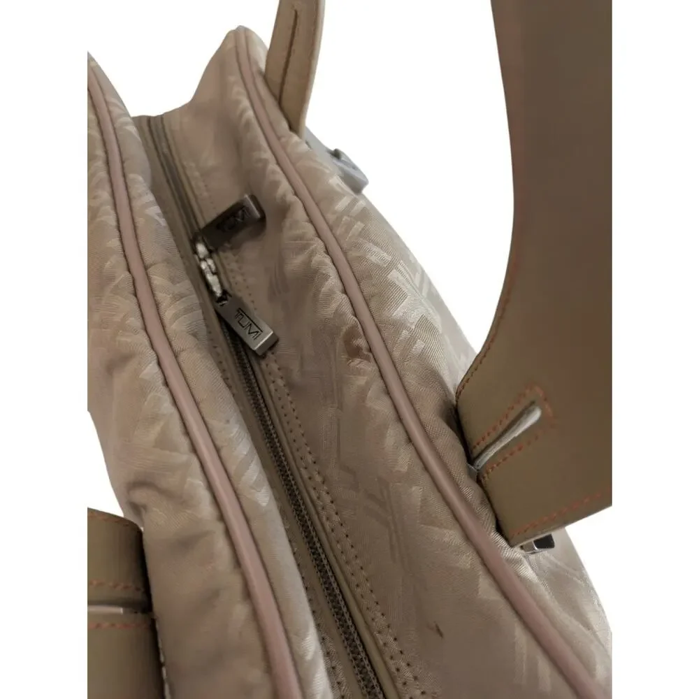 TUMI Signature Collection Logo Nylon Weekender Carry On Duffle Travel Bag Beige